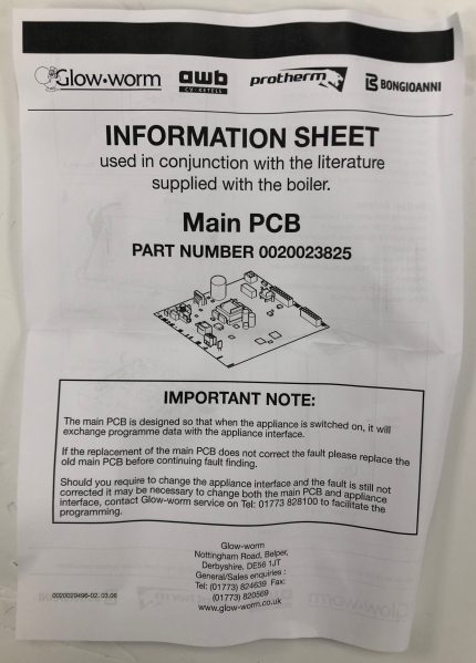Glowworm PCB 0020023825