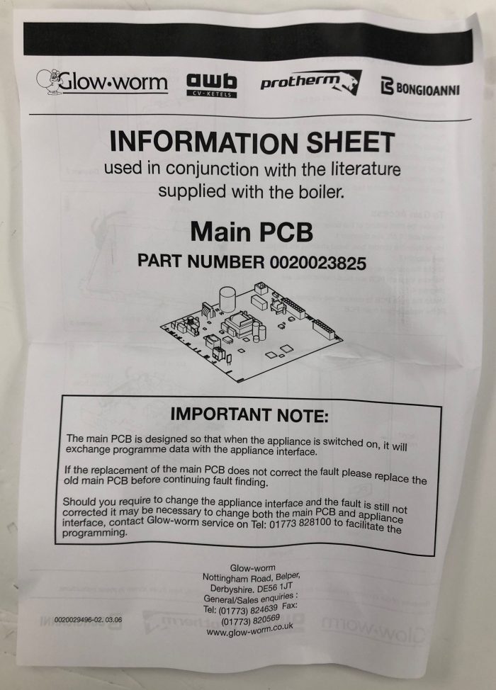 Glowworm PCB 0020023825