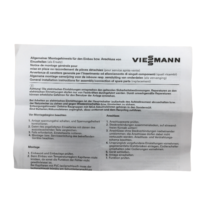 Viessmann 7825490 High Limit Thermostat Instructions